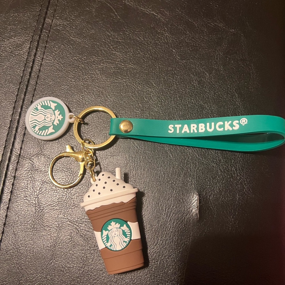 Starbucks Coffee Cup Keychain with Teal Strap